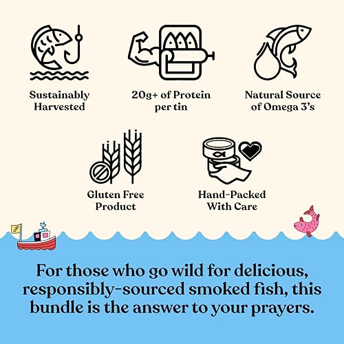 Miniatura 5 de Fishwife Smoky Trio - Paquete de 3 unidades (trucha arcoíris ahumada, salmón atlántico ahumado, atún blanco ahumado)  Mariscos sostenibles