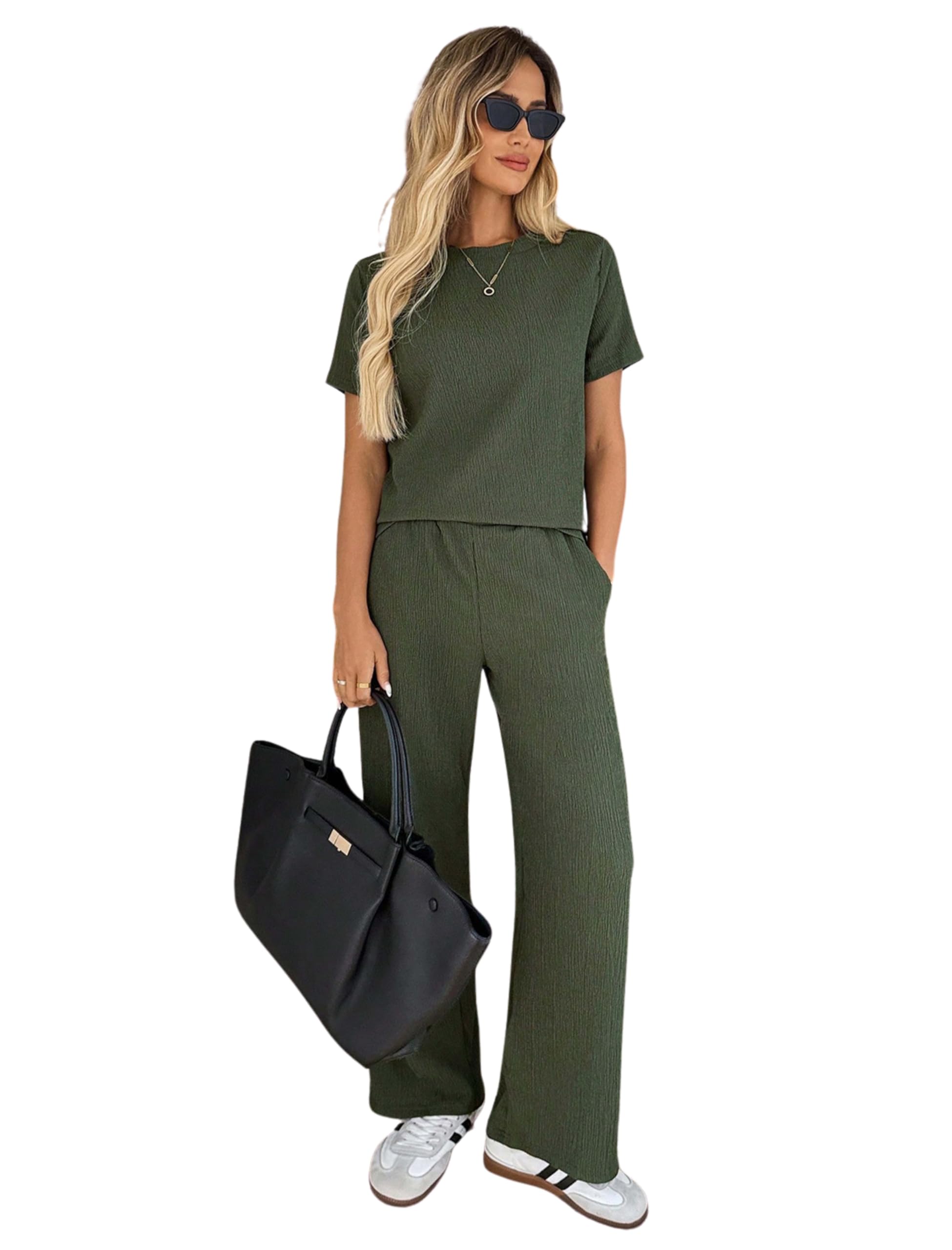 Polyester Lycra Blend Textured Fabric Co Ord Set for Women Stylish in Pyjama Set for Womens Western Dress, Top and Bottom for Woman, Airport Outfit, Lounge Wear, Travel & Jumpsuit-image-39