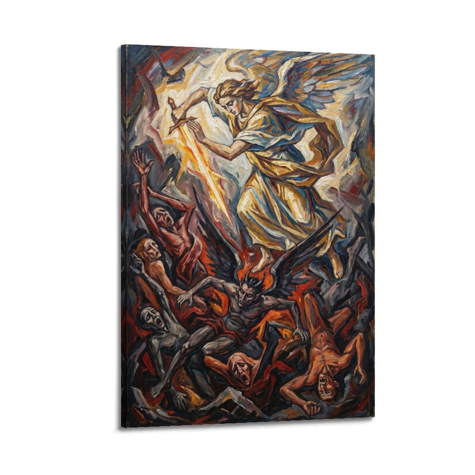 OKNGB Bible Christian Posters St. Michael Archangel Defeating Satan Decorative Painting Canvas Art Picture 24x36inch(60x90cm)