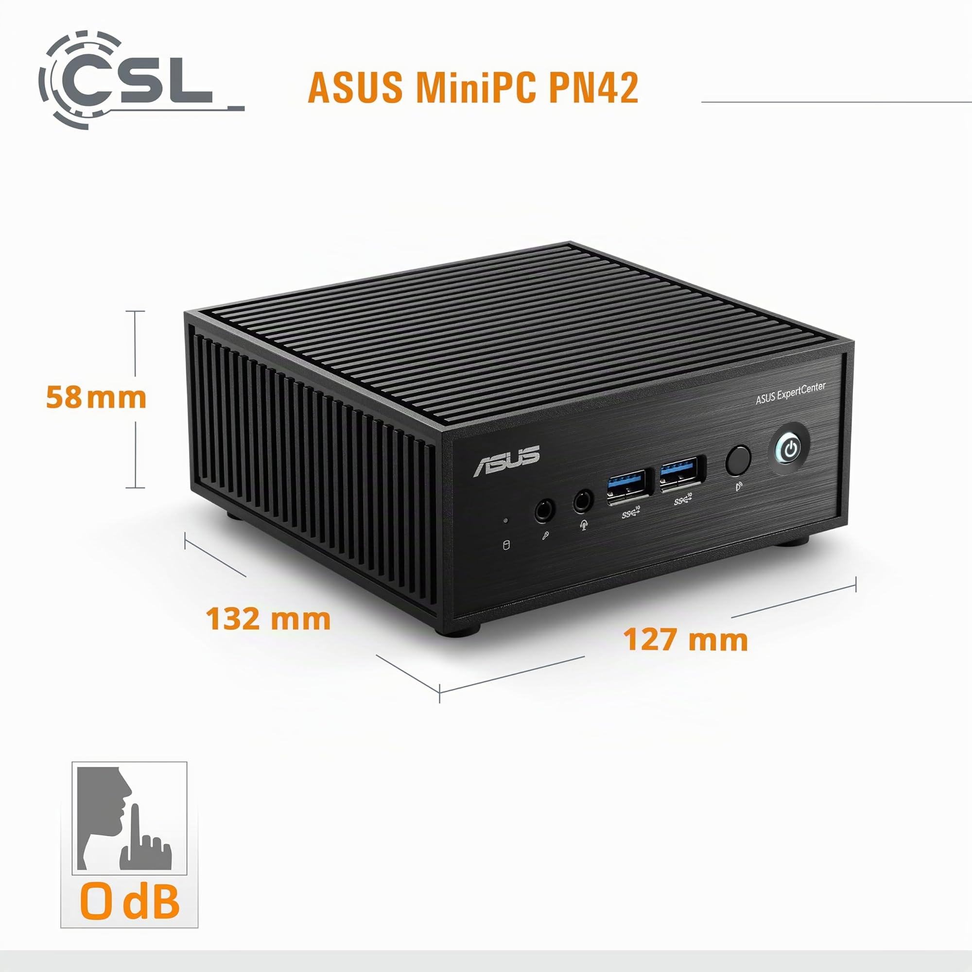 Mini PC ASUS PN42 mit Windows 11 Pro, Intel N200 4X 3700 MHz Turbotakt, 500 GB M.2 SSD, 16 GB DDR4-RAM, Intel UHD Grafik, HDMI 2.0, DP 1.4, USB 3.2, BT 5.1, WLAN