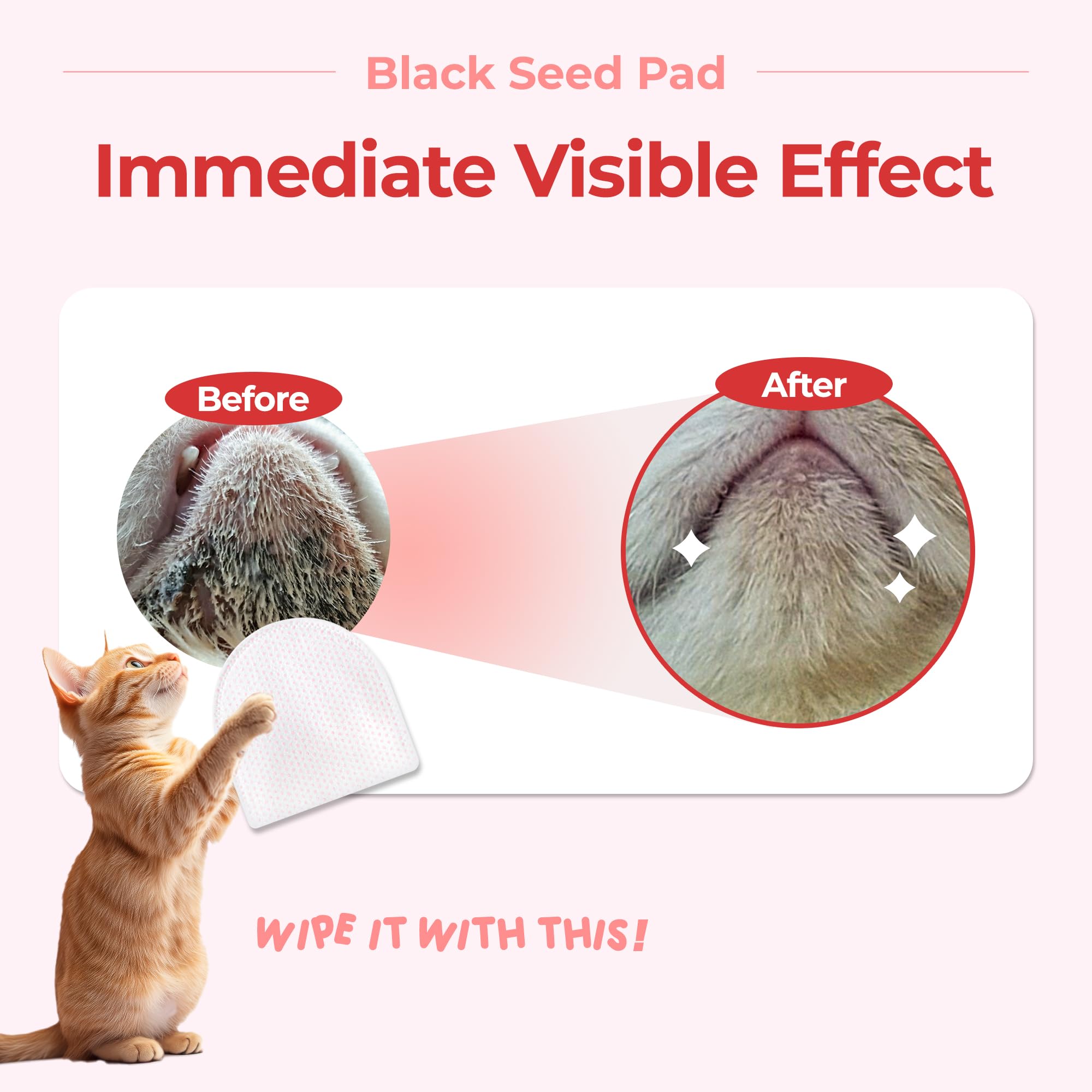 JAYU PET Schwarzkümmel-Pad - Trockene Pads gegen Katzenkinn-Akne, doppelseitige Pads zur Entfernung von Mitessern, 30 STK