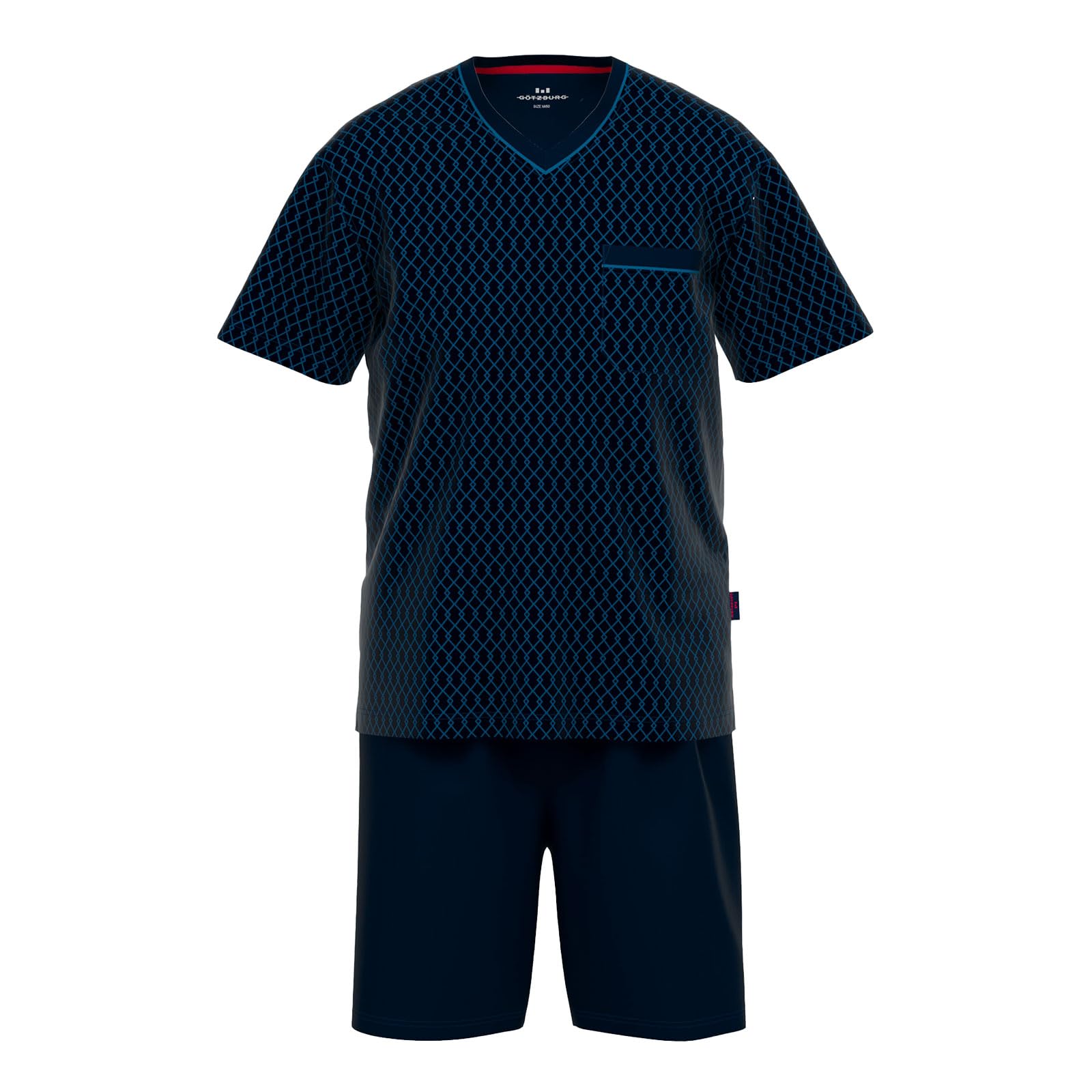 GÖTZBURG Herren Pyjama Set Schlafanzug kurz Shorty Red Label Cotton