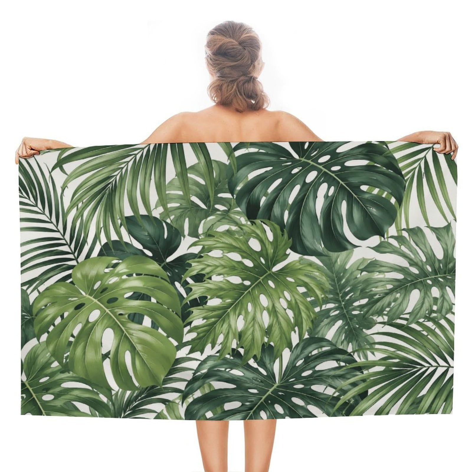Anceky Tropical Leaves Green Palm Oversized Beach Towel Quick Dry Sand Free Microfiber Travel Towel Lightweight Multi Purpose Beach Blanket Pool Gym Bath Towel 51x31 in