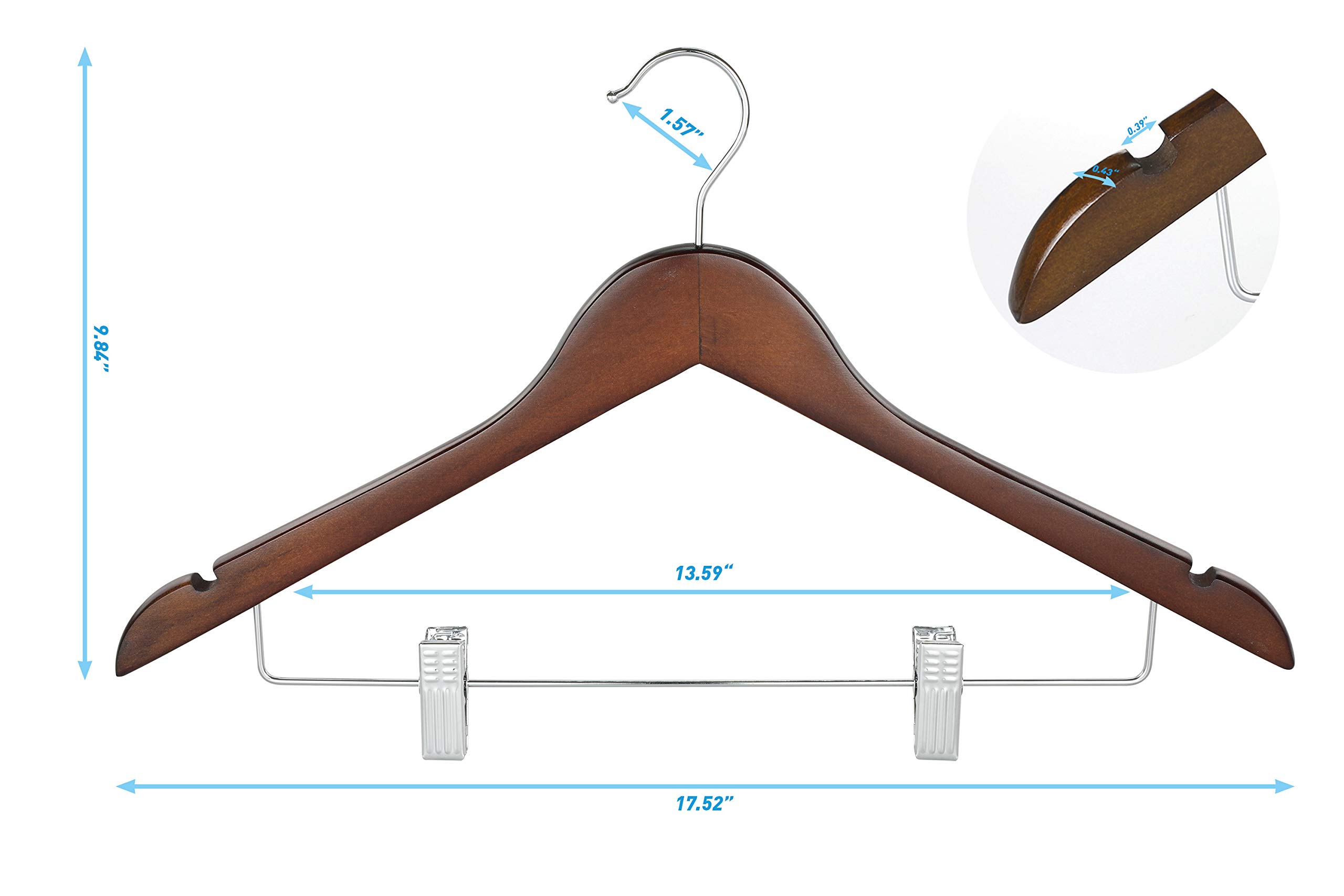 TOPIA HANGER CT34W30 Lot De 30 Cintres En Bois Blanc Avec Barre