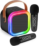 Mini Machine à karaoké pour enfants, Jouets fille, Microphone karaoke sans fil pour enfants 4,5,6,7,8,9,10 Jouets de l'année (Noir)