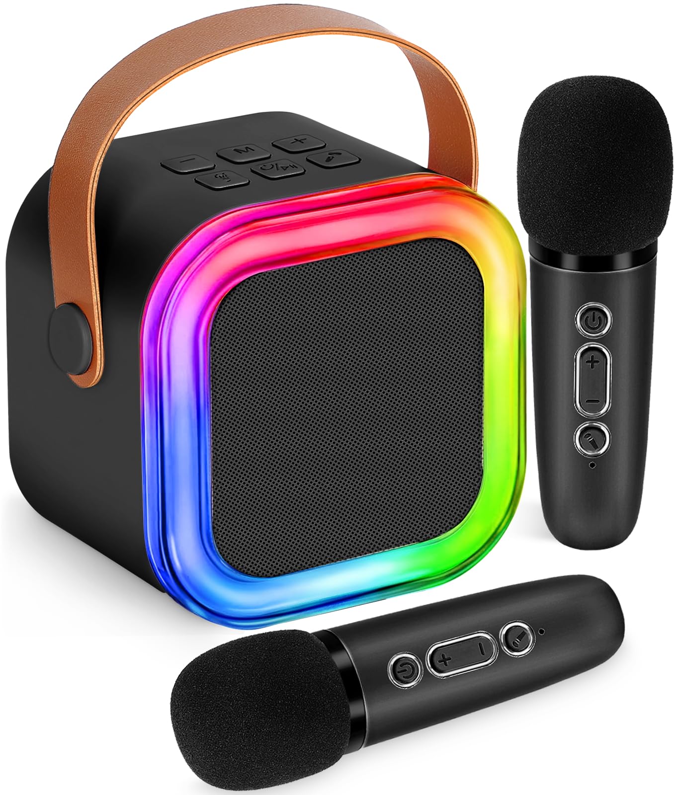 Karaoke Machine for Kids Adults,Mini Wireless Karaoke Microphone Portable Bluetooth Speaker Player with Sponge Covers Gifts Toys for Girls 3, 4, 5, 6, 7, 8, 9,10 +Year Old Birthday Home Party (Black)