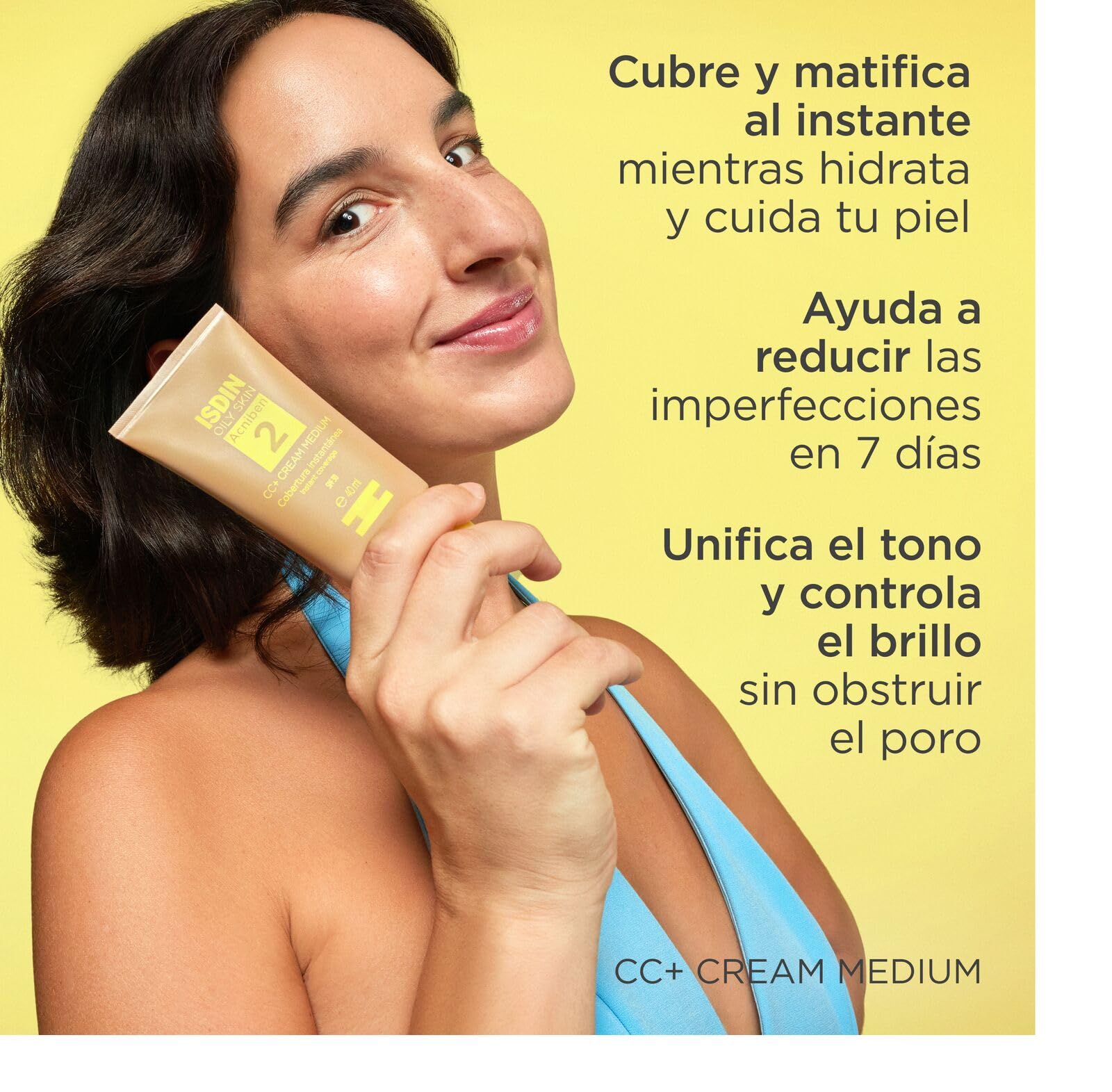 ISDIN Acniben CC+ CREAM SPF30 - Copertura idratante anti-imperfezioni per pelli grasse o con tendenza acneica, opacizza e idrata istantaneamente - 40 ml