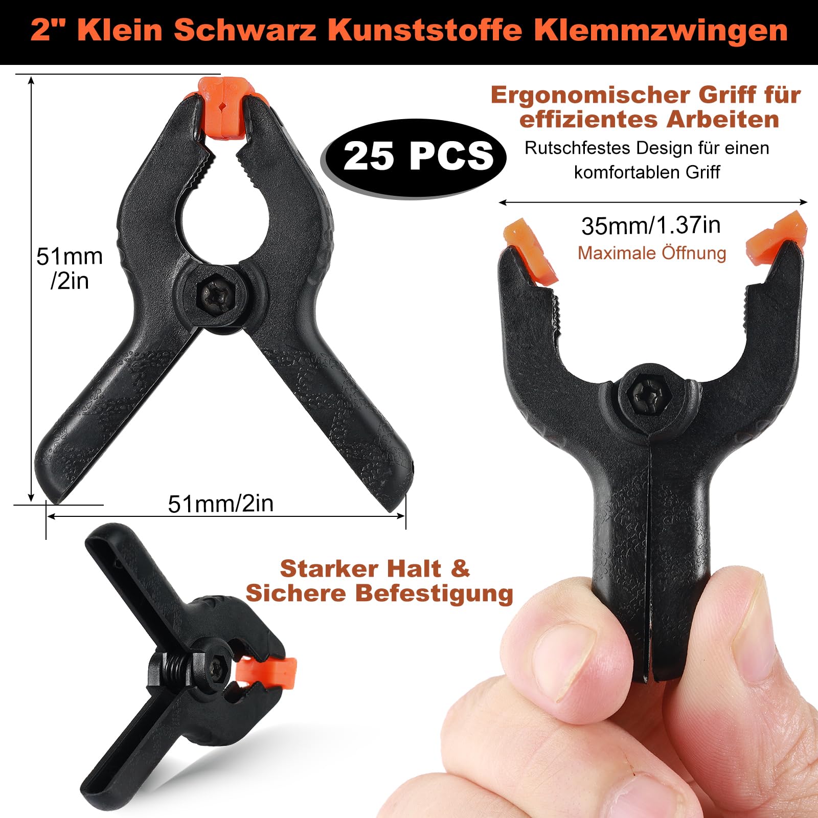 30 Morsetti A Molla In Nylon Da 2 Pollici - Per Falegnameria, Fai Da Te, Foto, Antiscivolo, Ganascia Mobile - Foto 11