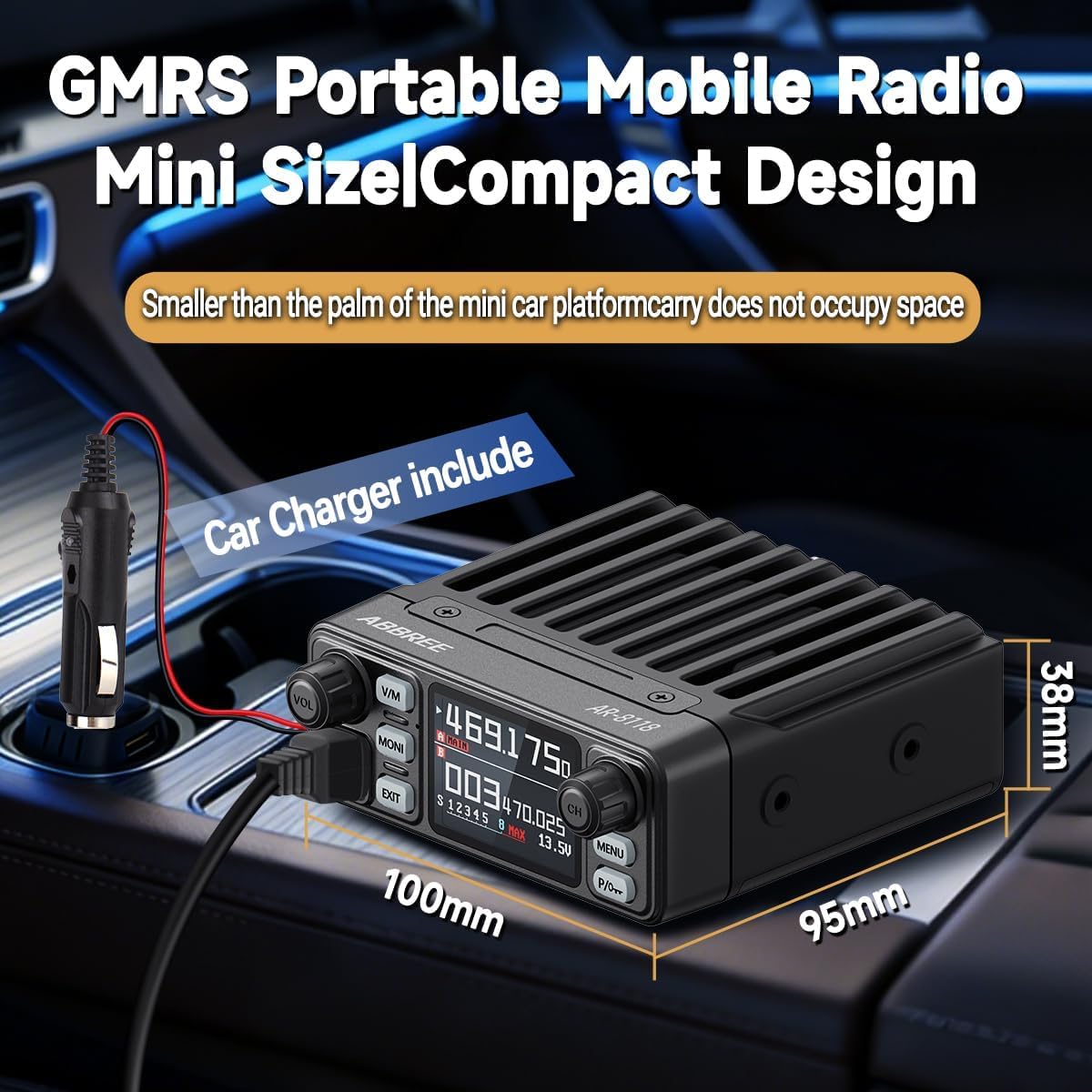 GMRS Mobile Radio,Long Range 25W GMRS Repeater Capable Base Two Way Radio NOAA Emergency 200 Channels with Programming Cable,Cigar DC Adatper,VOX,Dual PTT,for Car,Truck,Off Road Overlanding Gear