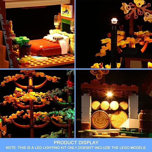 Miniatura 3 de VONADO Kit de luces LED para cabina Lego A-Frame 21338, iluminación clásica de bricolaje compatible con Lego 21338 (sin modelo Lego), luces