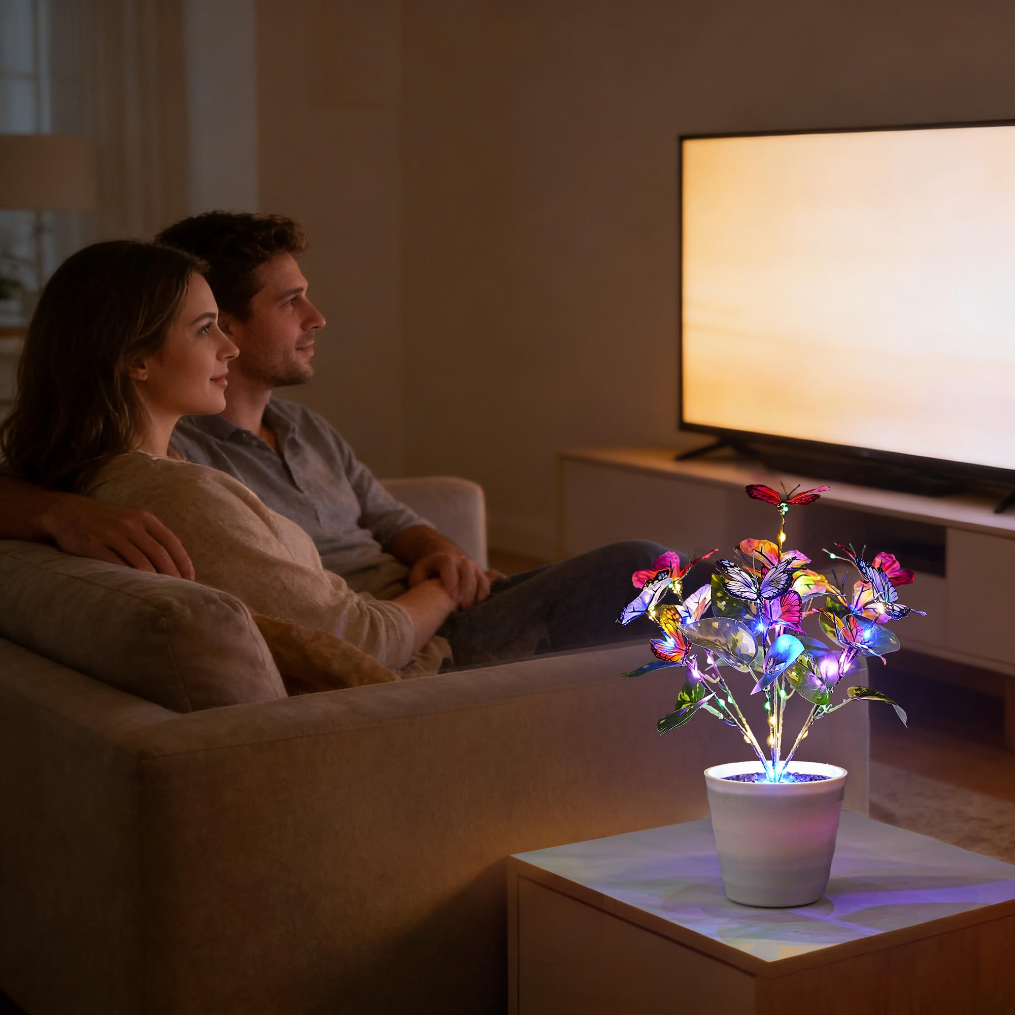 Lampada a LED a forma di farfalla, decorazione floreale illuminata per mamma, nipote, fidanzata, amica, moglie, matrimonio, Natale, compleanno, decorazione per la casa, camera da letto, bar