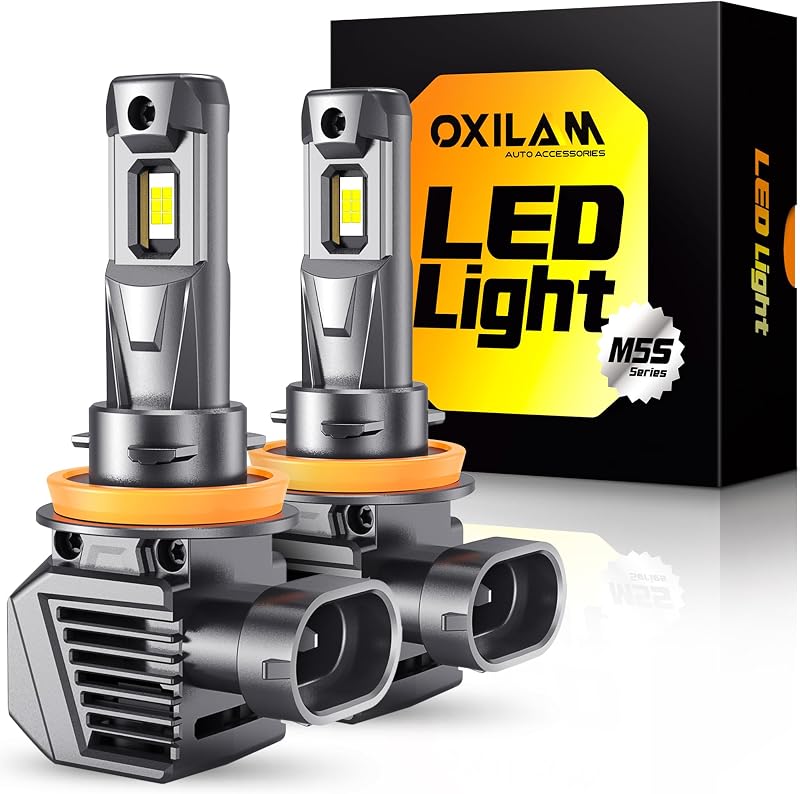 Lâmpadas LED automotivas OXILAM H11 H8 H9 6500K com chip CSP – Conjunto com 2 unidades