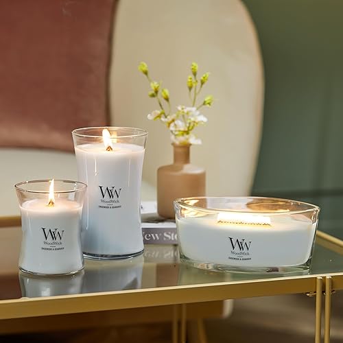 Vista 33 de WoodWick Lavender Spa - Vela mediana en frasco con forma de reloj de arena, cera de mezcla de soja prémium, mecha de madera Pluswick Innovation, 60