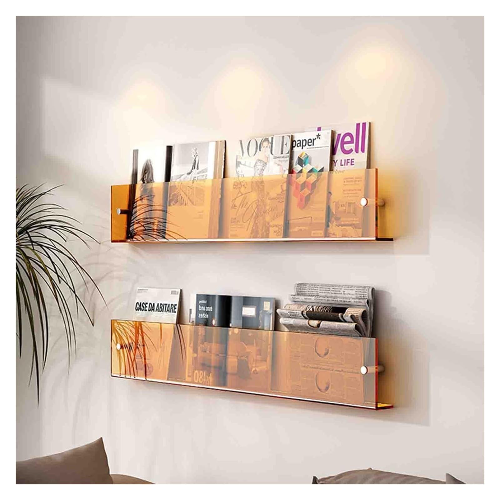 Confezione da 2 mensole galleggianti in acrilico da parete, portariviste e porta record, libreria da appendere, per ufficio, casa, chiesa, elegante ge 80 cm