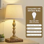 GyroVu Lamps for Bedroom, 20.5" Beside Lamps Set of 2, Farmhouse Nightstand Lamp with Linen Fabric Lampshade, Rotary Switch, Table Lamp for Living Room Bedroom Office (Brown)