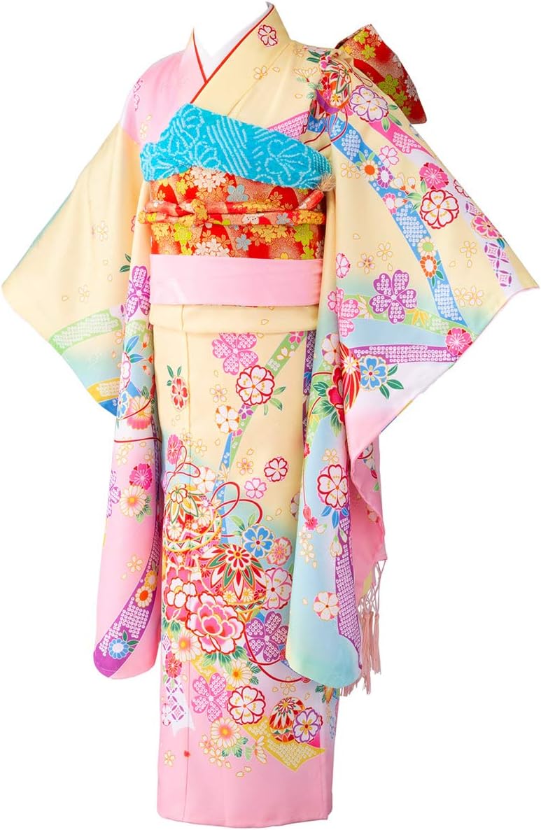 京のみやび] 七五三 女の子着物セット 7才向け四つ身（120cm） 絵羽柄