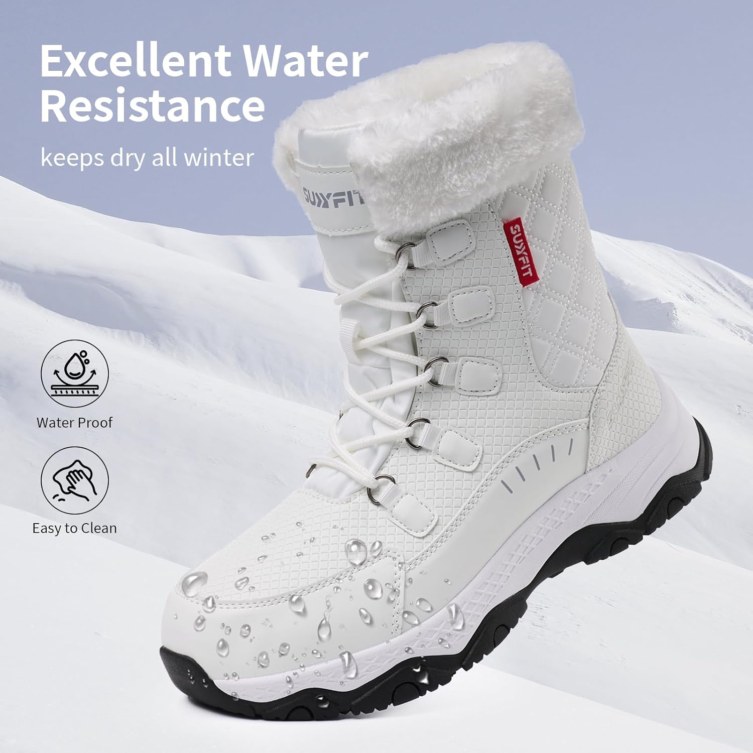 Snow Boots for Women Waterproof Mid-Calf Booties Winter Hiking Boot Durable Warm Fur Lined Boot Non-Slip Warm Climbing Shoes Walking, Cold Weather - Image 3