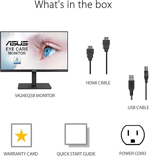 Miniatura 7 de ASUS Monitor 1080P de 23.8 pulgadas (VA24EQSB) - Full HD, IPS, 75Hz, altavoces integrados, cuidado de los ojos, luz azul baja, sin parpadeo, montaje
