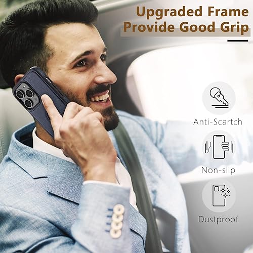 Miniatura 5 de JAROIE Classy Design - Funda de cuero de lujo para iPhone 14 Pro, agarre antideslizante, cuerpo completo, ultra delgada, funda protectora (2022, 6.1