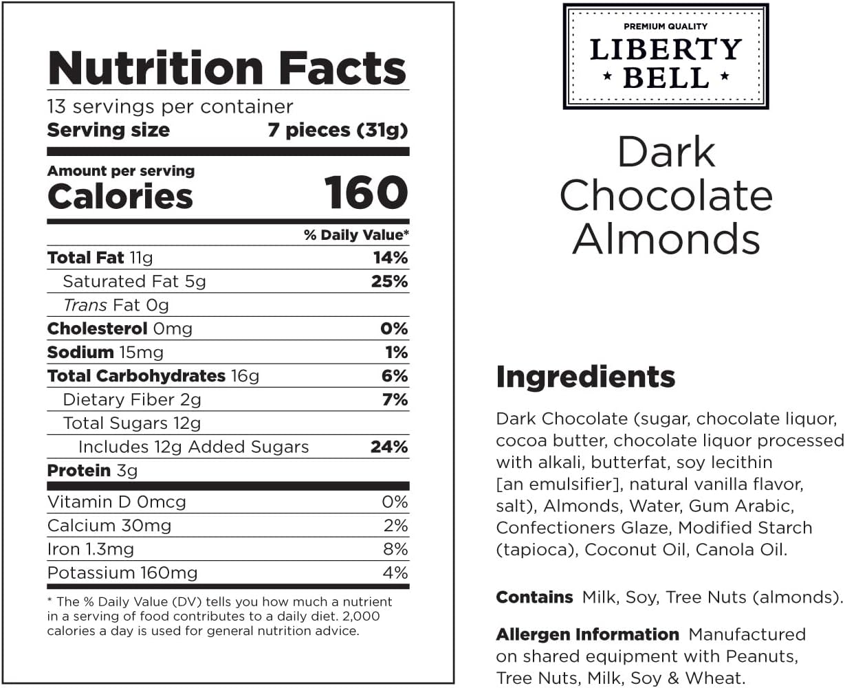 Dark Chocolate Covered Almonds | Bag | Crunchy Sna Nuts | Roasted