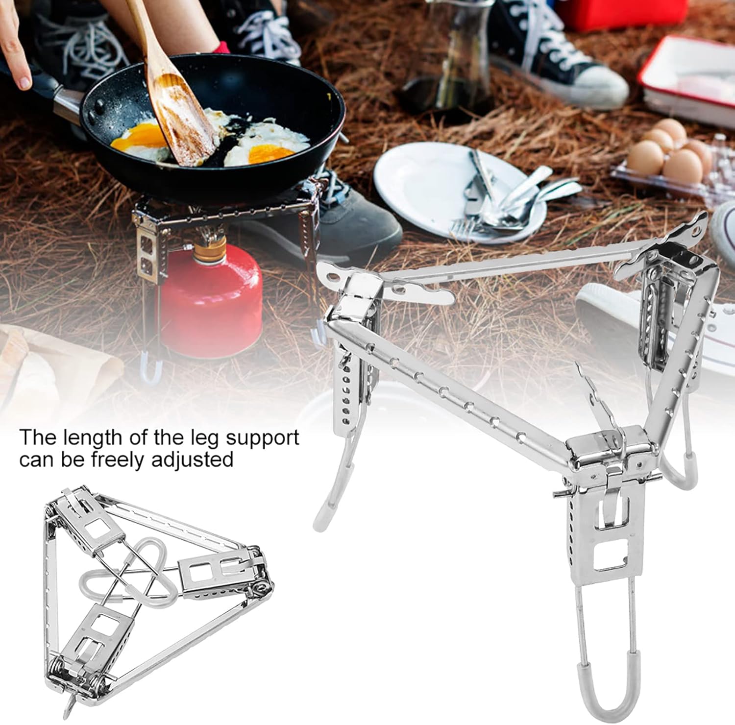 Campfire Tripod for Dutch Oven - 18.3cm/7.2in Stainless Steel Foldable Pot Rack Height Adjustable Portable Grill Stand for Outdoor Camping Hiking Picnic Gas Stove