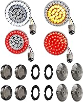 NTHREEAUTO 1157 LED Bullet & Flat Smoked Turn Signals for Harley Touring Dyna Sportster Softail 1986-2023 - Bright Front Rear Upgrade Kit