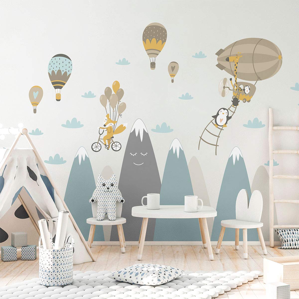 Giant Scandinavian Mountains Children's Wall Sticker Decoration for Baby/Animal Room with Flying Edges 100 x 180 cm - Image 4