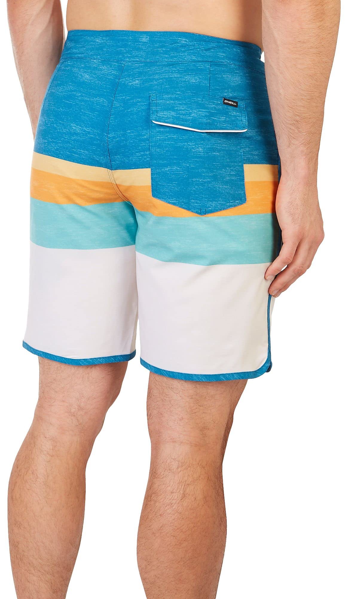 O'NEILL Men's 19 Inch Stripe Boardshorts - Water Resistant Swim Trunks for Men with Quick Dry Stretch Fabric and Pockets,Cream | Lennox Scallop,32