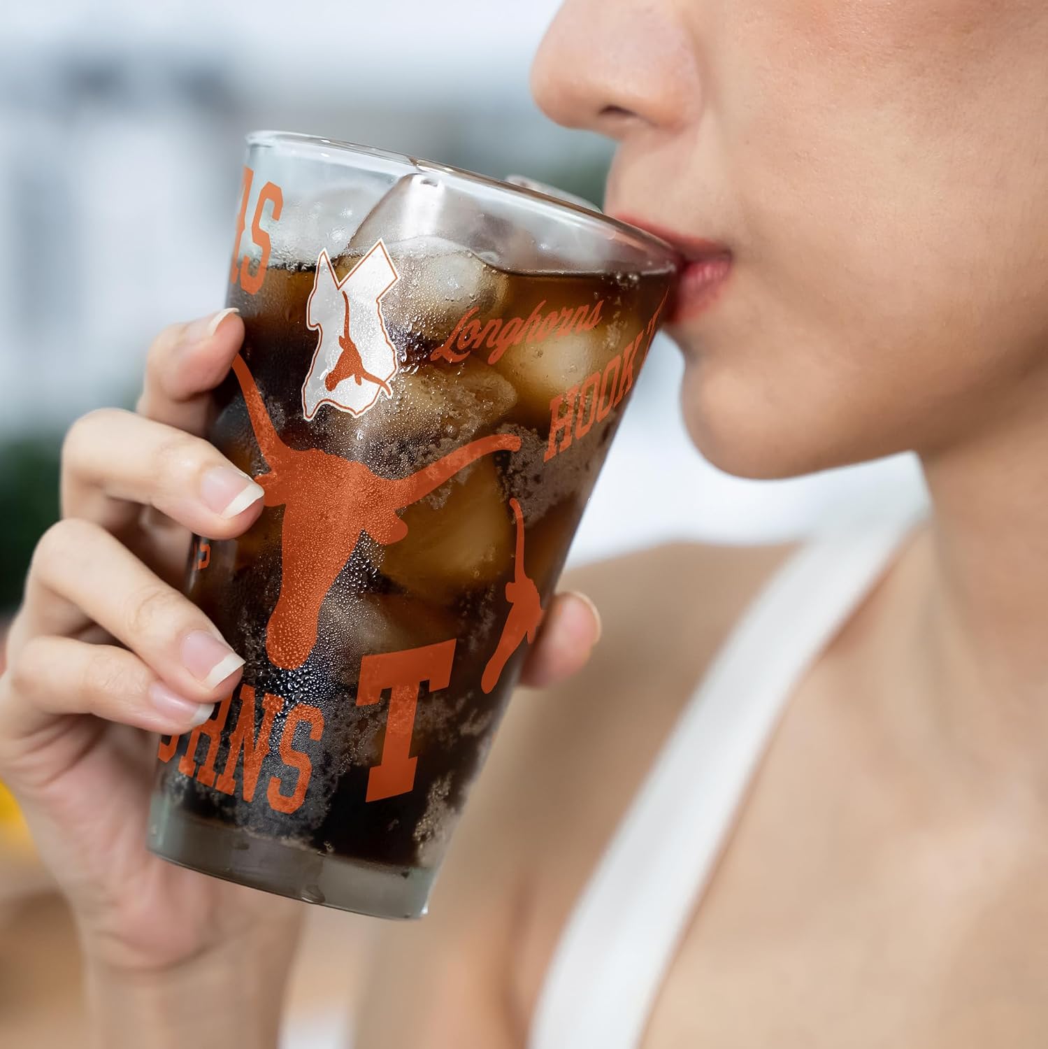 INDIGO FALLS Officially Licensed 16oz Medley Pint Glass – Set of 2 – Durable Glass Construction – Perfect for Game Day & Everyday Use (Texas Longhorns)