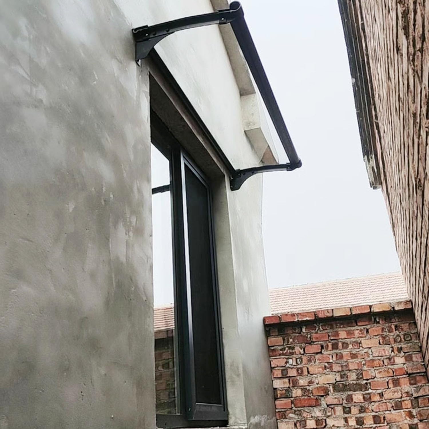 Clear Polycarbonate Door Window Awning Canopy Maintenance-Free Ideal for Rain Snow and UV Protection Customizable for Porch Patio Deck(70x127cm)