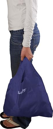 ChicoBag Original Compact Reusable Grocery Bag w/Attached Pouch and Carabiner Clip | Perfect for Shopping, Travel, Organization | Eco-Conscious Packable Tote | Mazarine Blue (Pack of 4)