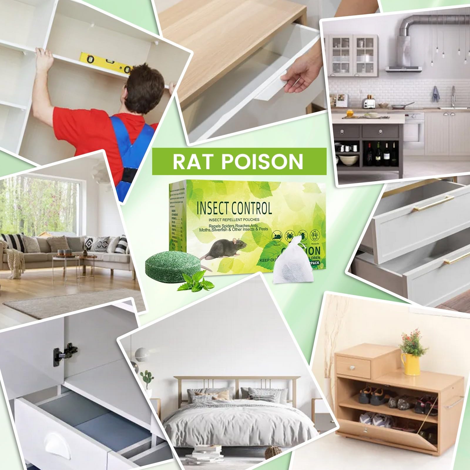 30pcs Rattengift Extra Stark mit Pfefferminzöl,Mäusegift Ameisenköderstationen für den Innen und Außenbereich,Mäuse Vertreiben & Rattenabwehr für Haus, Garage & Garten, Mäuseköder & Mäusegift (30pcs)