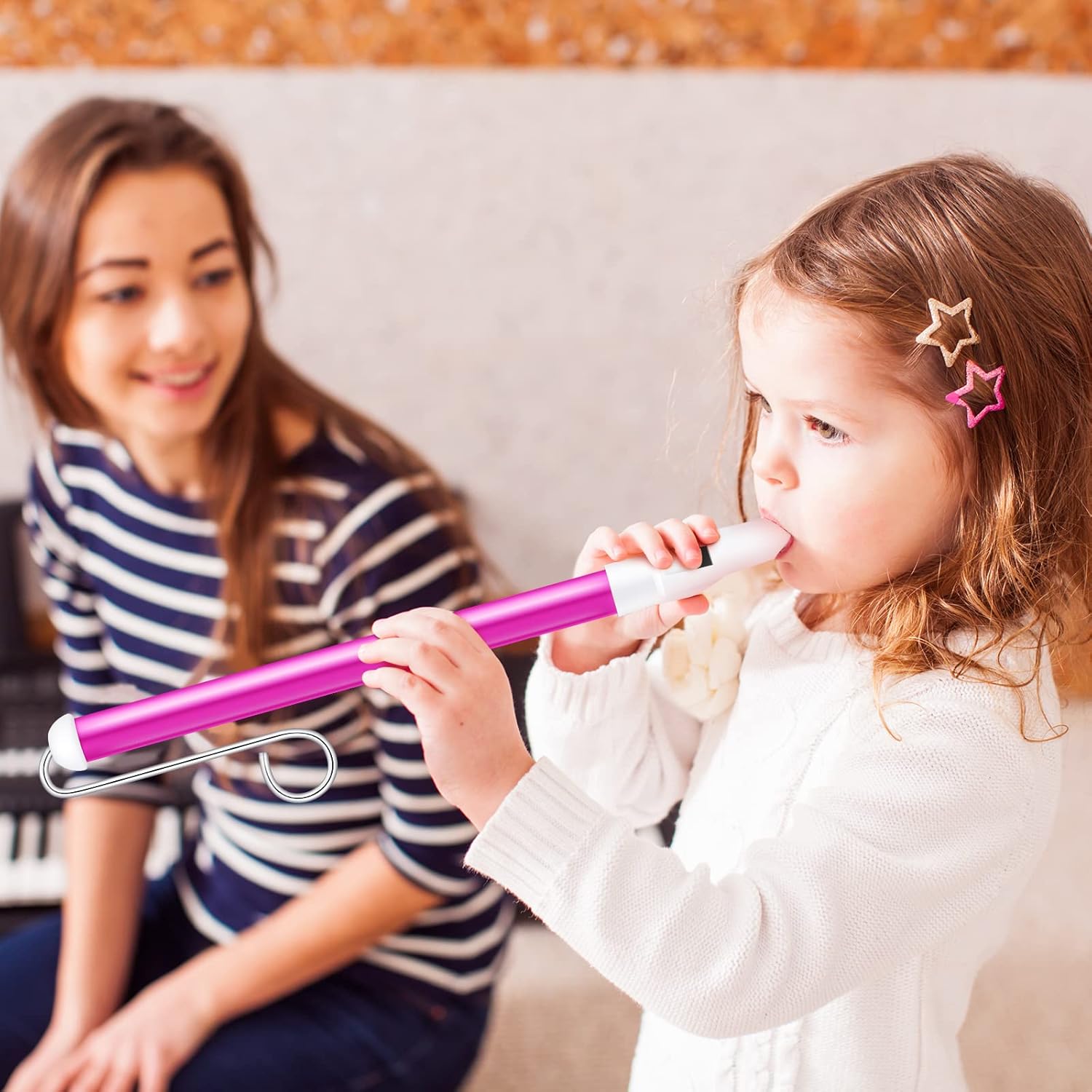 2 Pieces Toy Slide Whistle for Adults Plastic Slide Whistle for Kids Funny Whistle Instrument Slide Whistle with Stainless Steel Sliding Rods for Children Games Party Favors, Violet Red : Toys & Games