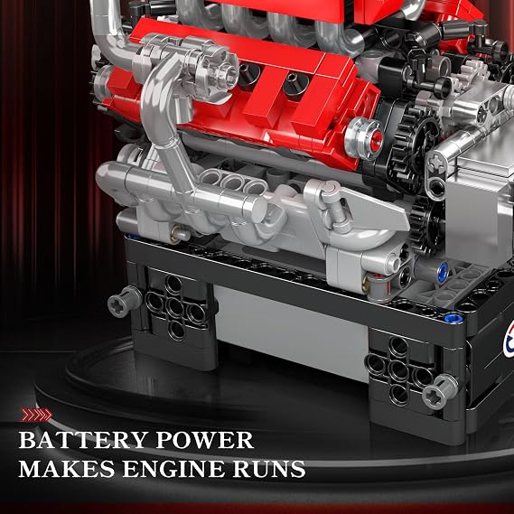Mould King 10204 V8 Engine Model Kit that Works - Car Engine Replica Build Blocks Set, Buildable Model for Display, Gift for Car Lover (750 Pcs)