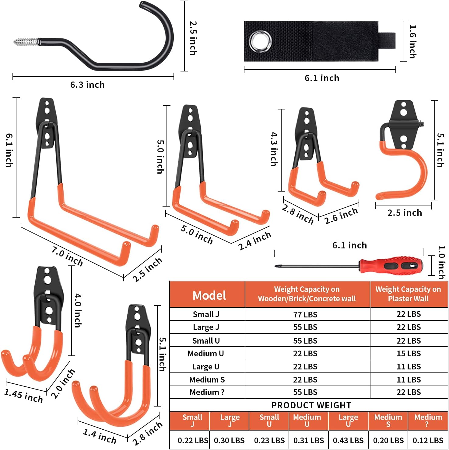 Garage Hooks, 12 Pack Heavy Duty Garage Storage Hooks Steel Tool Hangers for Garage Wall Mount Utility Hooks and Hangers with Anti-Slip Coating for Garden Tools Organizer, Ladders, Bikes, Bulky Items - - 