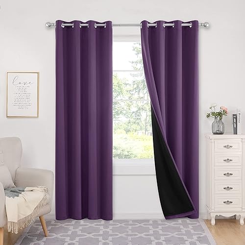 Miniatura 36 de Deconovo - Cortinas opacas 100% con forro, aisladas térmicamente, con reducción de ruido, certificadas por Oeko-TEX, con ojales en la parte Gris