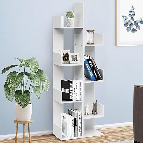 Miniatura 2 de Tangkula Estantería de 8 estantes, estantería de árbol con 8 estantes para libros, divisores de habitación independientes, 57 x 20 x 10 pulgadas,