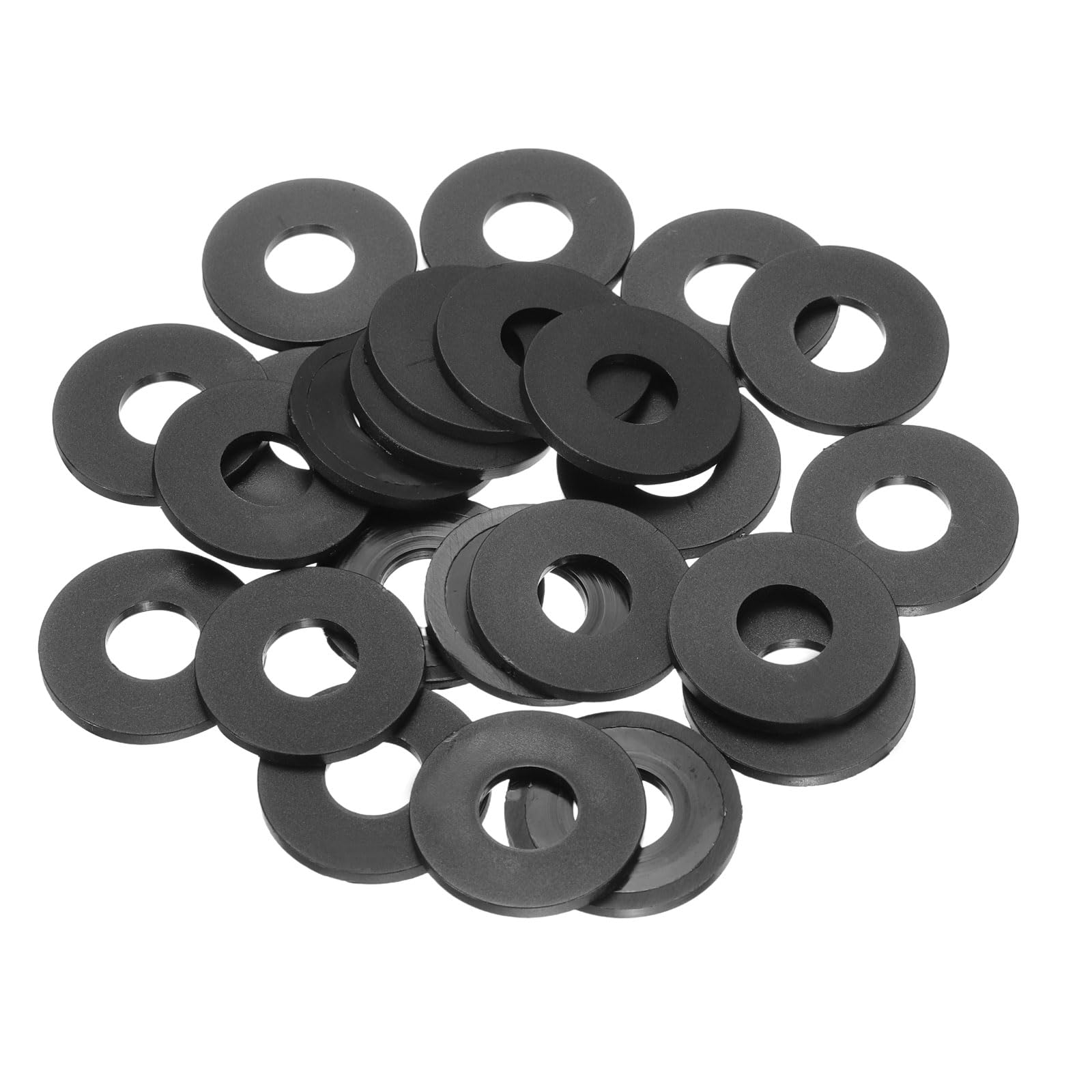 M10 Nylon Flat Washer, 24 Pcs 10mm ID 25mm OD 2mm Thick Plastic Sealing Gasket Spacer for Fasten Screws Flanges Faucet Pipe Valves, Black