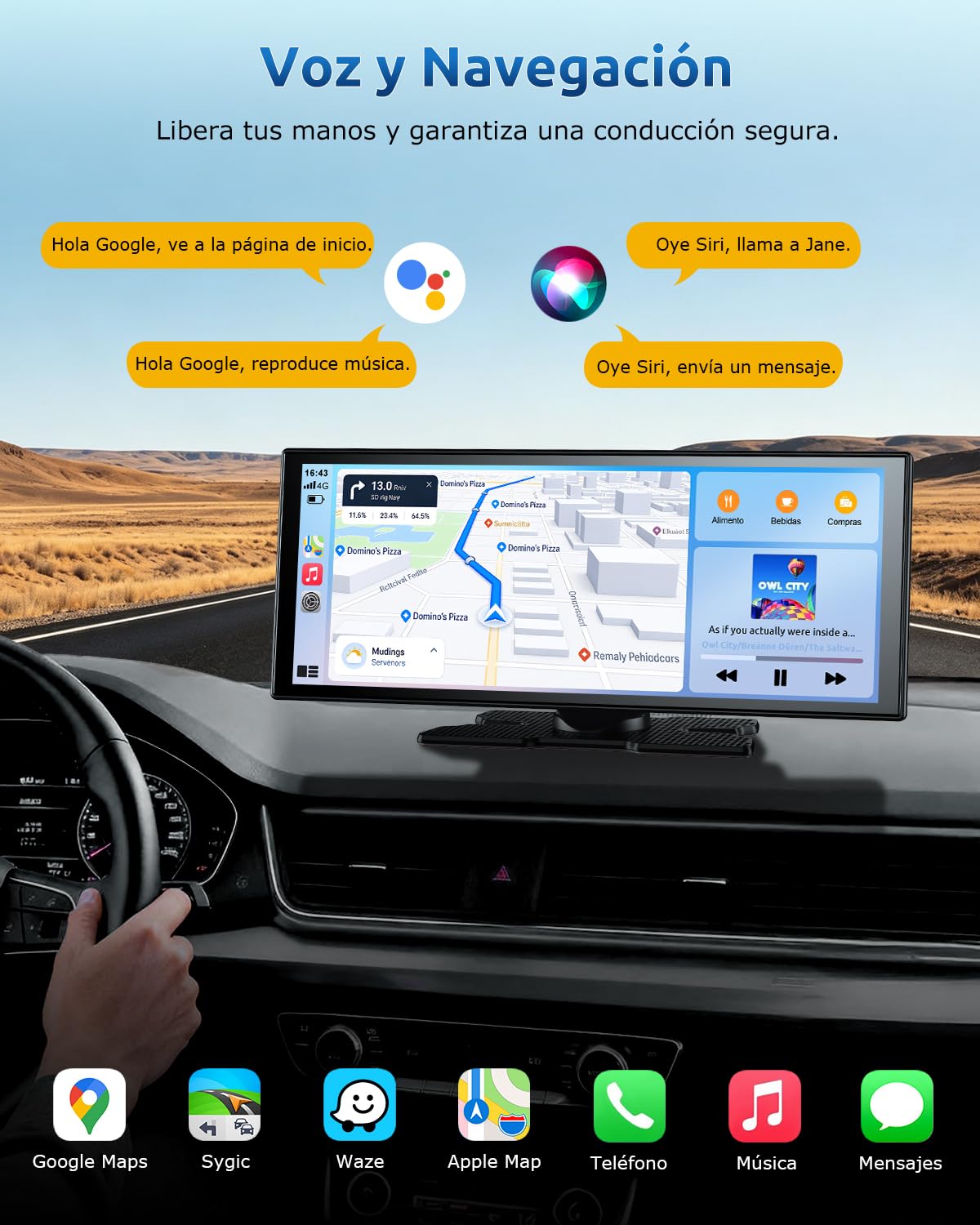 ESSGOO Pantalla Coche 11 Pulgadas con Carplay y Android Auto Inalámbrico con 4K Cámara Frontal Giratoria de 360°,Trasera 1080P,IPS Táctil,Bluetooth 5.3,Mirror Link,Control por Voz