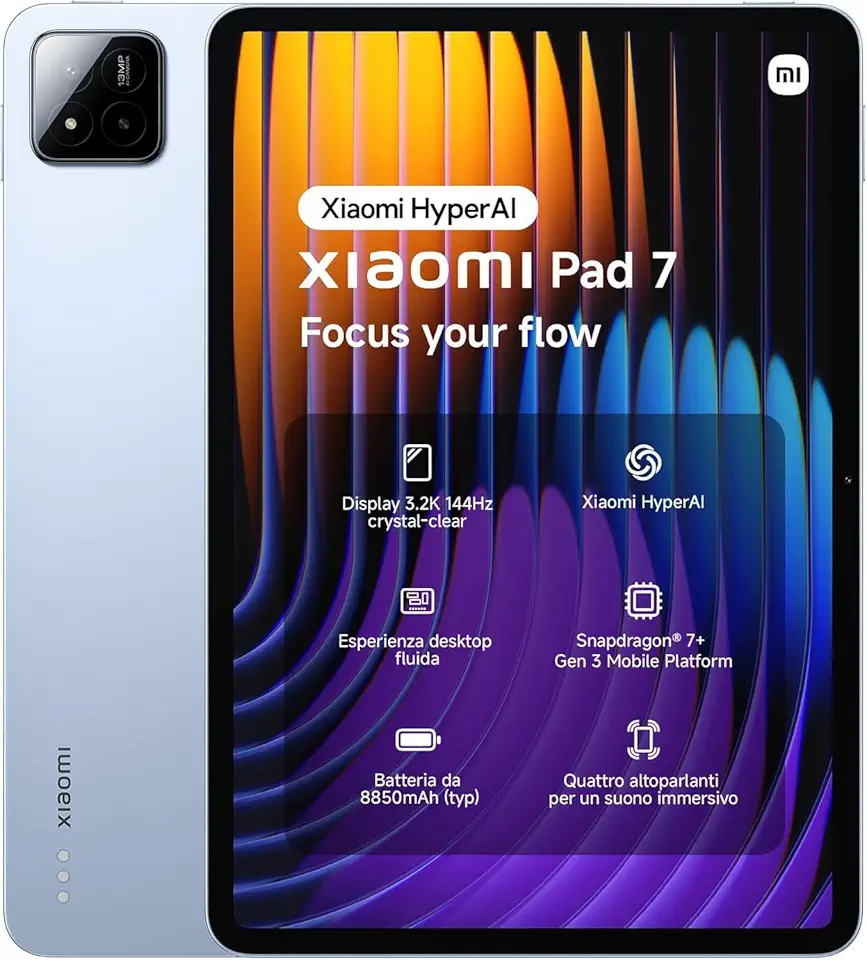 Xiaomi Pad 7 Tablet de 11,2" 3,2K (Snapdragon 7+ Gen 3, 8 GB RAM, 128 GB ROM, 4 altifalantes, WiFi 6E, bateria de 8850 mAh, carregador não incluído), azul (versão ES)