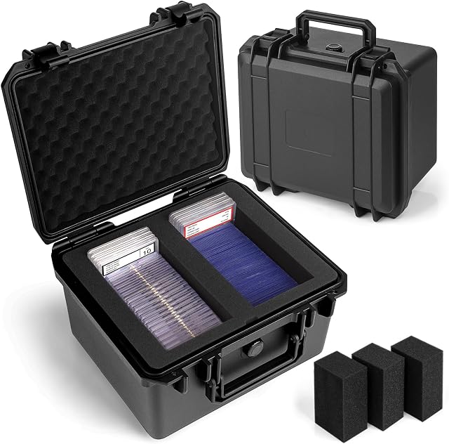 Graded Card Storage Box - Sports Trading Card Slab Case Compatible with PSA CSG SGC Baseball Magnetic Card Holder & Top Loaders, Waterproof Boxes - 2 Custom Graded Cards Case Compartments