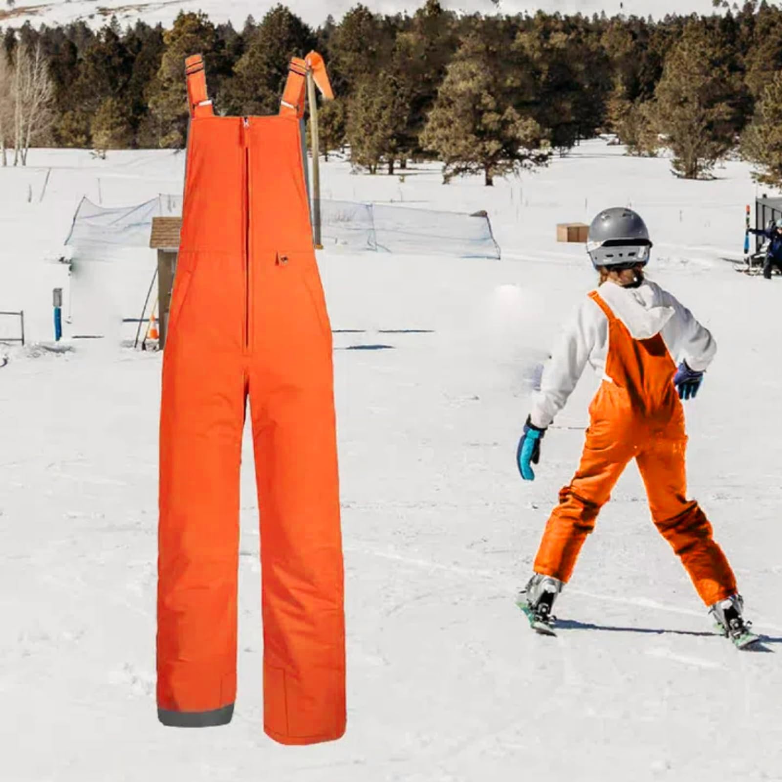 Pantalones de esquí para niños y niñas - Pantalones térmicos cálidos con forro con cremallera - Pantalones de invierno para exteriores y pantalones de snowboard con tirantes ajustables para