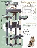 Taoqimiao Arbre a Chat Maine Coon,180cm Stable Arbres à Chat Grand Format xxl avec Condos Spacieux pour Chats, 8 Griffers, Très Grand Plateformes, Hamac, Panier pour Matou, MS034G Gris Fumée - 2