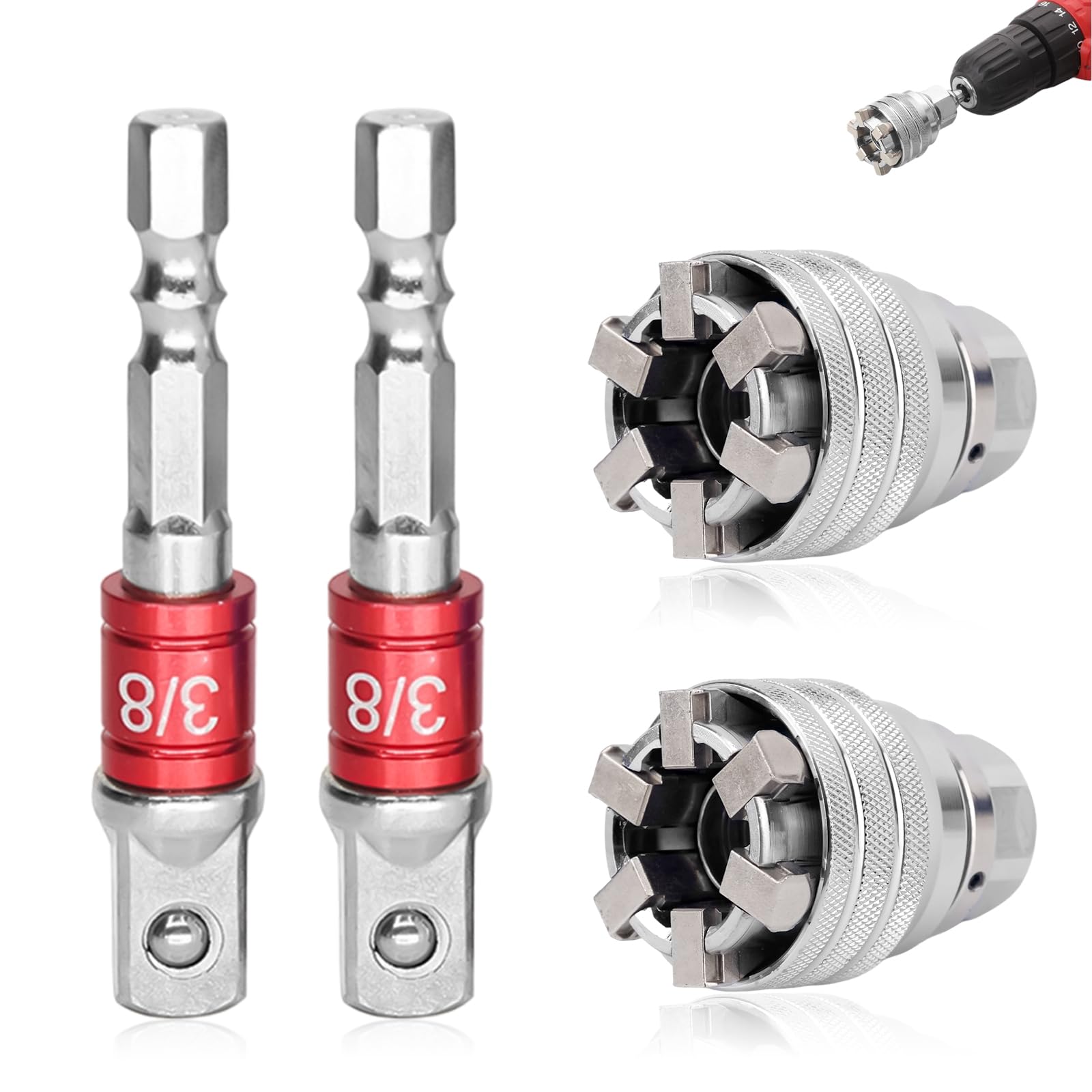 lasuroa 2 Piezas Adaptador Vaso Ajustable, Herramienta Multifunción para Llaves de Carraca Llaves Dinamométricas y Taladros Eléctricos de 0,95cm a 1,91cm y 10mm a 19mm