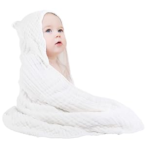 Yoofoss Hooded Baby Towels for Newborn 100 Muslin Cotton Baby Bath Towel with Hood for Babies Infant Toddler
