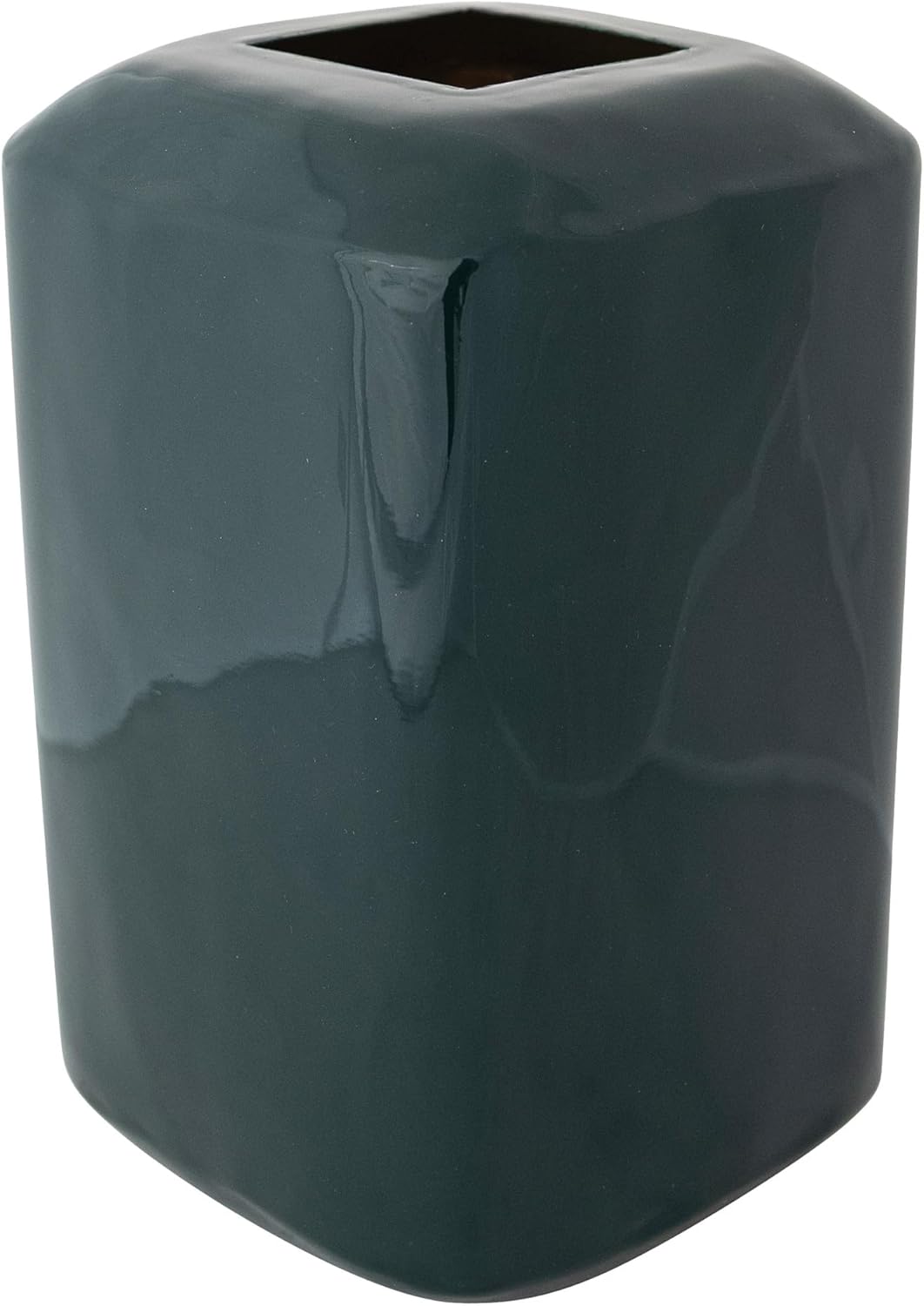 Creative Co-Op Square Enameled Metal Vase, Green Finish