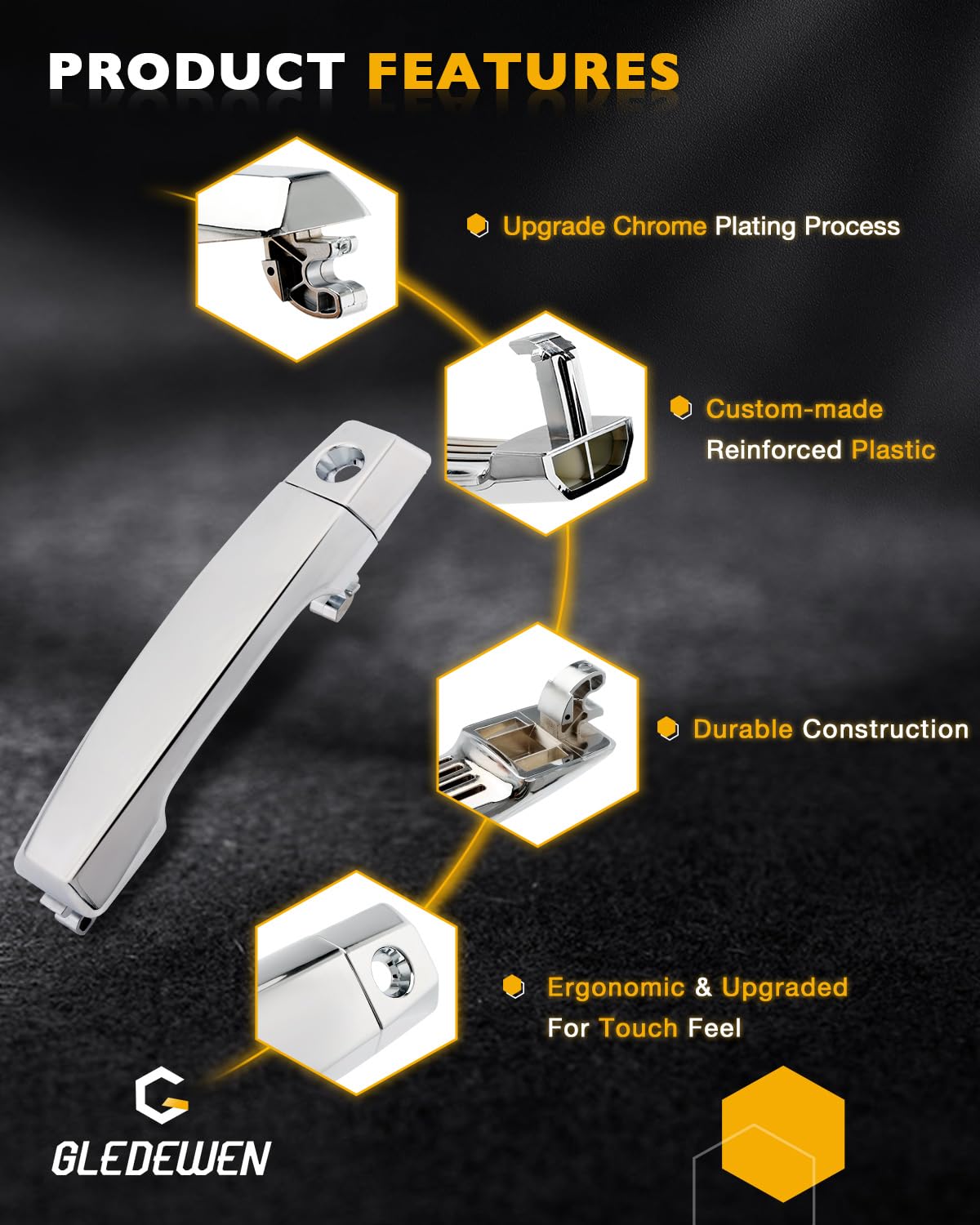 Driver Door Handle, Compatible with 2004-2015 Nissan Titan, Armada