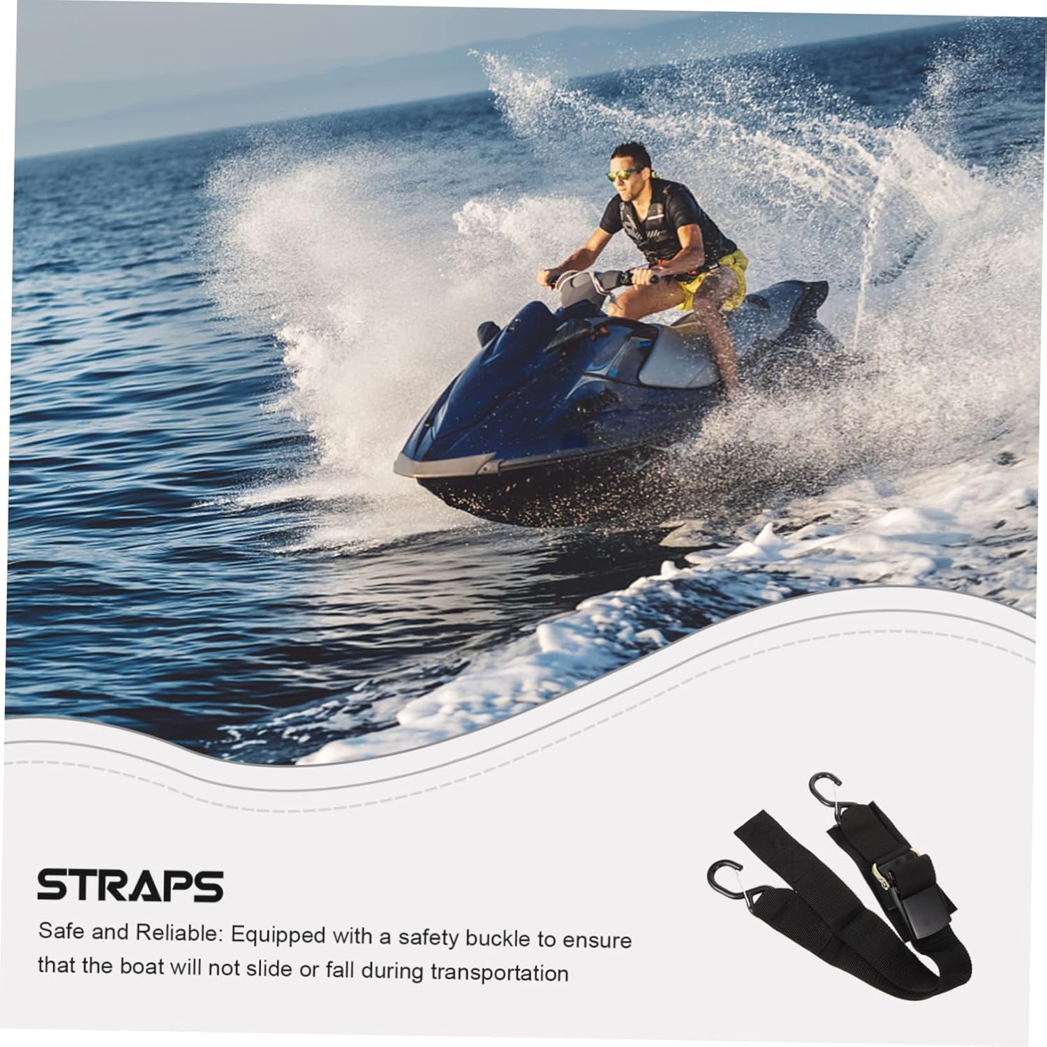 VICASKY 2sets Heavy Duty Transom Straps for Boat Trailers Tie Down Straps for Secure Kayak and Boat Transport Set