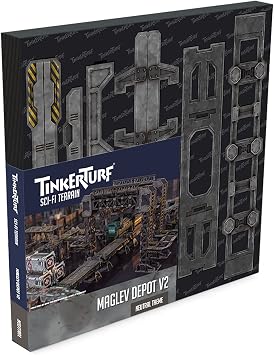 TinkerTurf Sci-Fi Terrain MagLev Depot v2, Neutral Theme, Sturdy, Affordable, Great-Looking Full-Color Terrain, Quick and Easy to Assemble, Virtually Limitless Setups