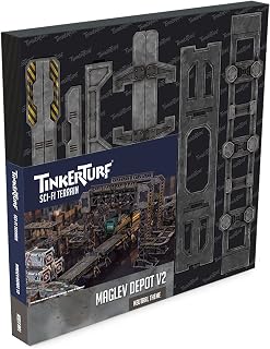 TinkerTurf Sci-Fi Terrain: MagLev Depot v2, Neutral Theme, Sturdy, Affordable, Great-Looking Full-Color Terrain, Quick and Easy to Assemble, Virtually Limitless Setups